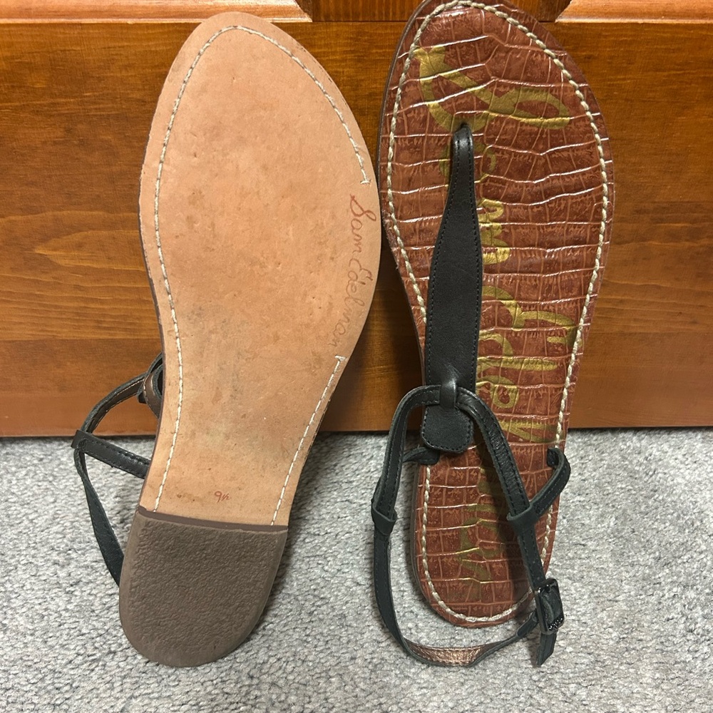 Sam Edelman Black Leather Thong Sandals